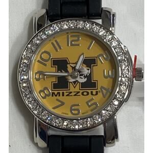 Missouri Tigers Ladies Crystals Watch, Black Silicone Band, NCAA